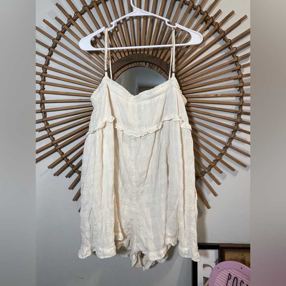Urban Outfitters Cream Ruffle Romper Cotton Cottagecore Festival Farmers Daughtr - Picture 5 of 13